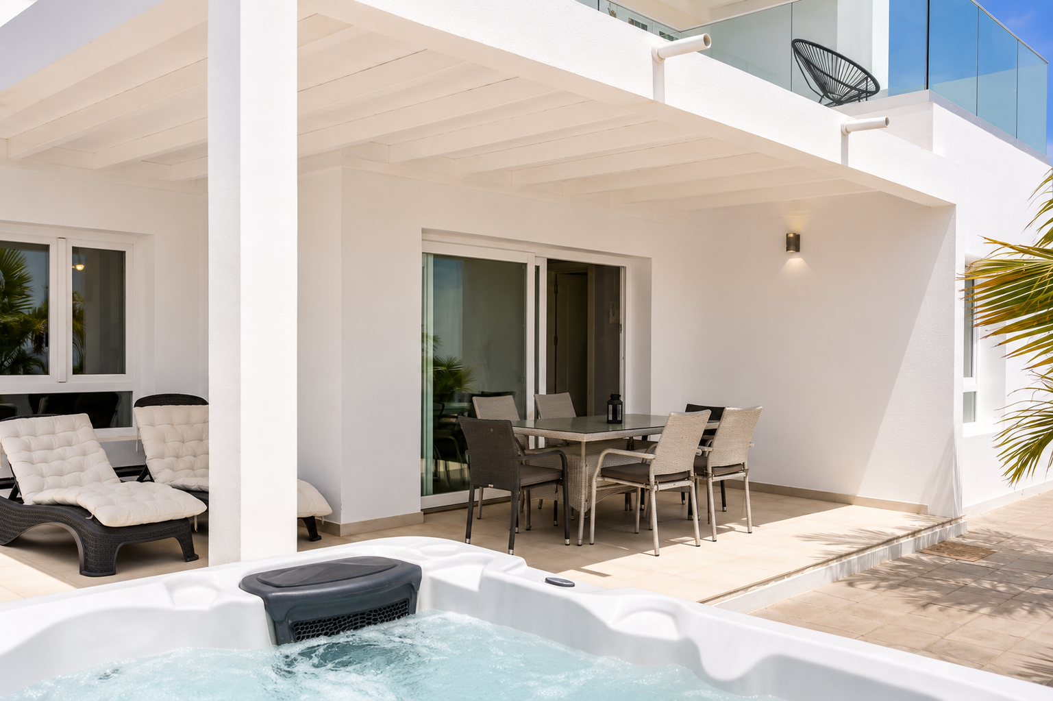 Hot tub and tropical garden